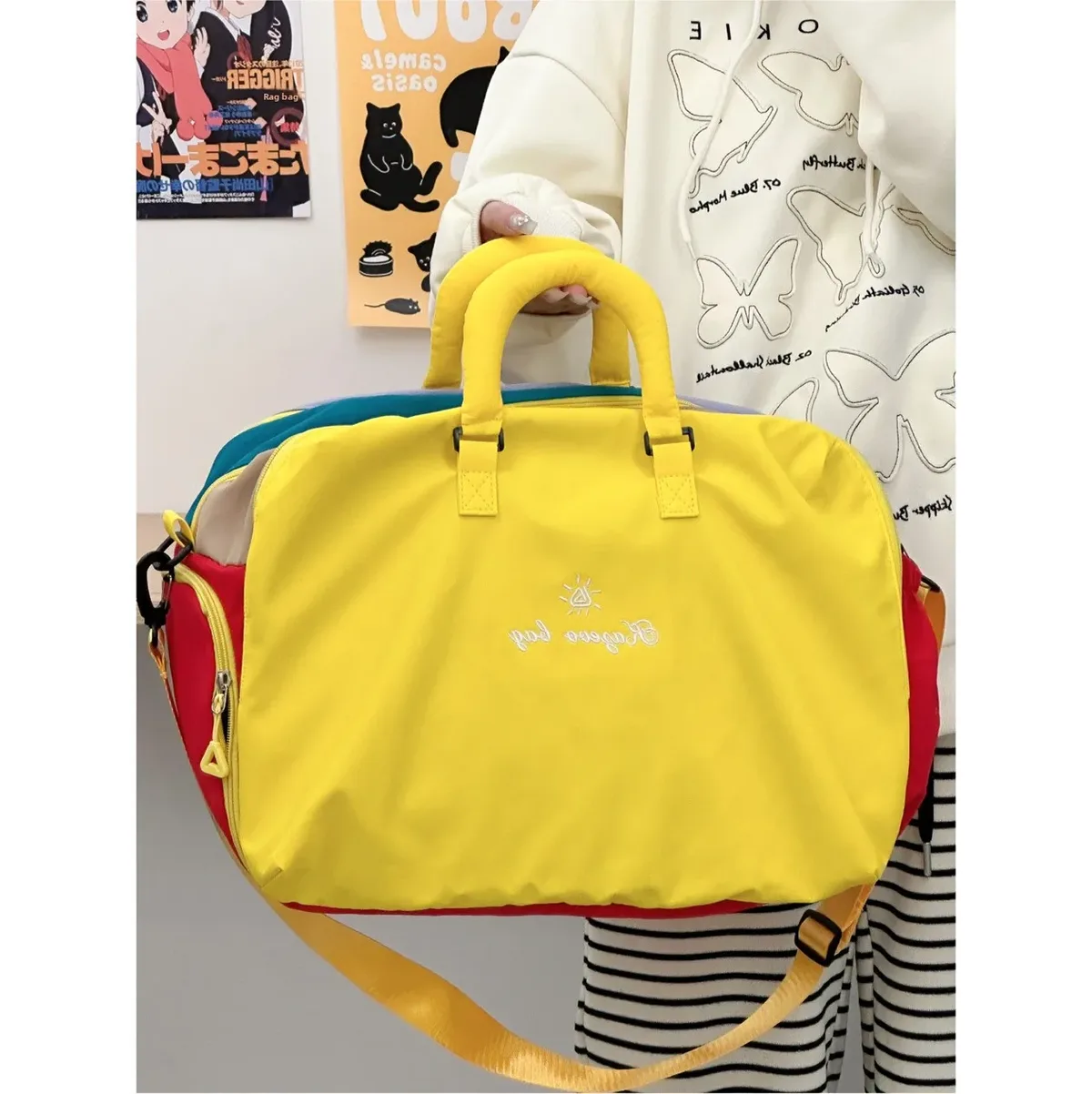 sac de voyage tendance multicolore pour courts séjours, sac de sport léger à main, sac de voyage pour l'hébergement et les loisirs