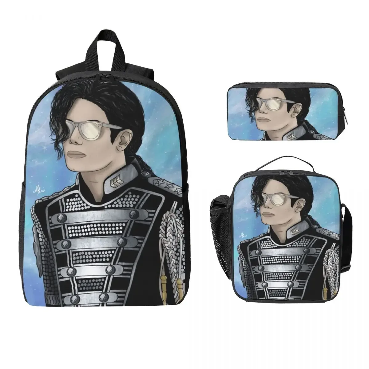 sac à dos michael jackson pour étudiants, sac d'école, sacs à bandoulière pour ordinateur, sac à déjeuner isotherme 3ps, trousse à crayons