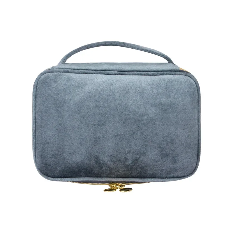 nouvelle trousse de maquillage en velours grande capacité, sac de rangement multifonctionnel portable pour voyage et toilette, pochette cosmétique en velours à main