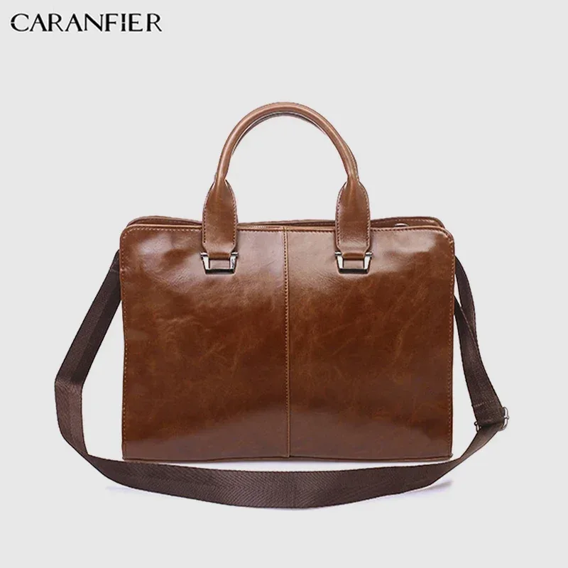 caranfier hommes porte-documents en cuir pu sacs à main crazy horse affaires décontracté épaule sacs à bandoulière de haute qualité bagages solides