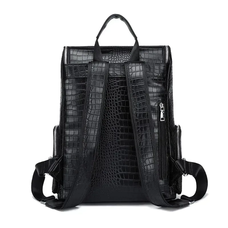 sac à dos de luxe pour homme, sacoche d'affaires pour ordinateur portable, sac à dos de voyage en cuir d'alligator tendance, grande capacité, cartable pour homme