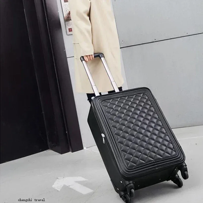 valise à roulettes carrylove en cuir pour femme, 20, 24 et 28 pouces, bagage cabine