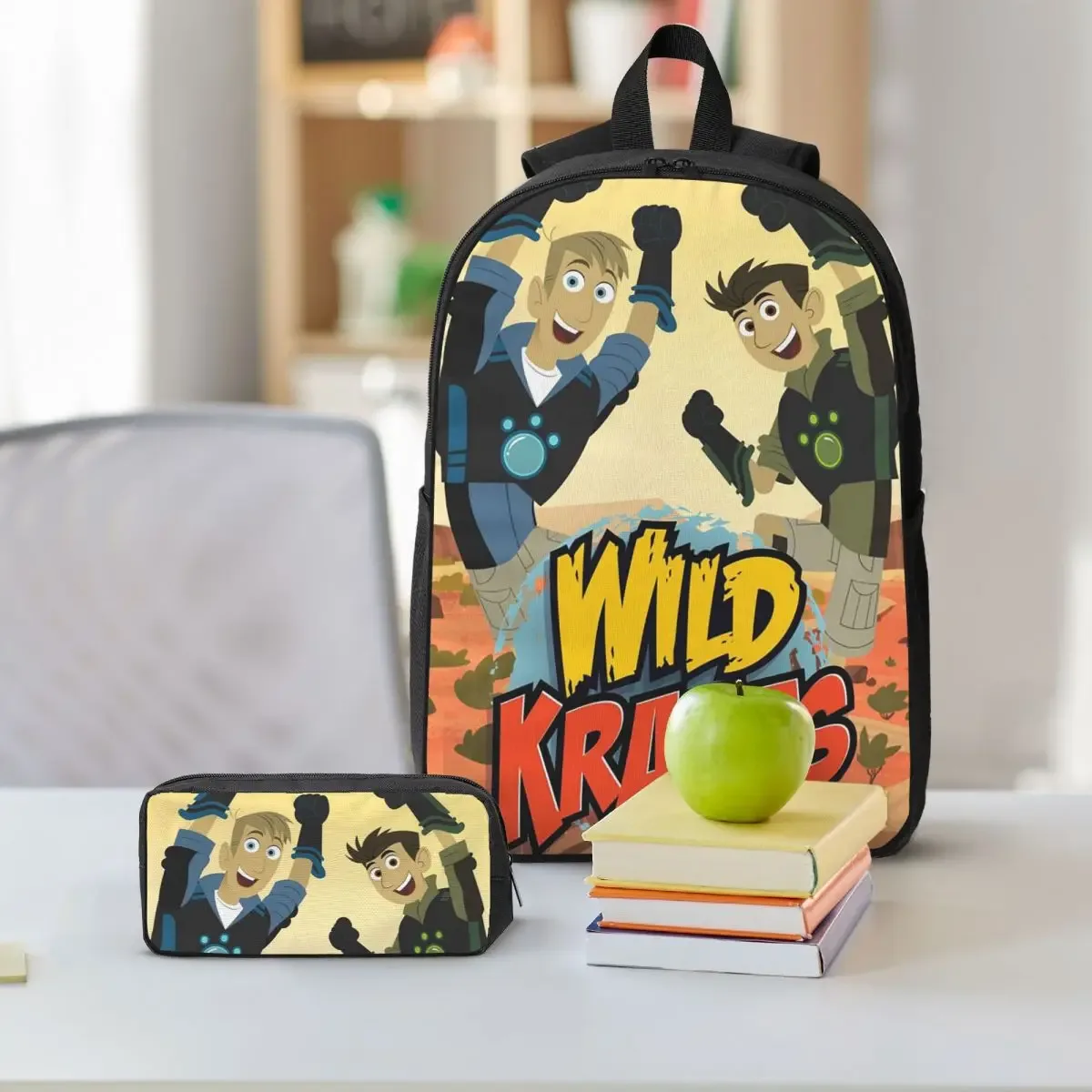 sac à dos wild kratts avec logo, sac à livres pour étudiants, sac d'école, sacs à bandoulière pour ordinateur portable, sac à déjeuner isotherme 3ps, trousse à crayons