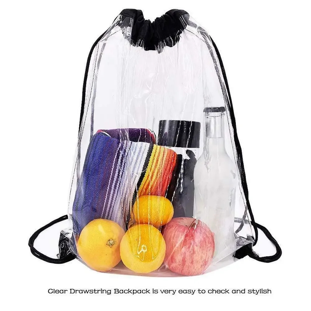 sac à dos transparent pliable en pvc écologique portable, sacs à cordon, sacs à dos de shopping, sacs imperméables