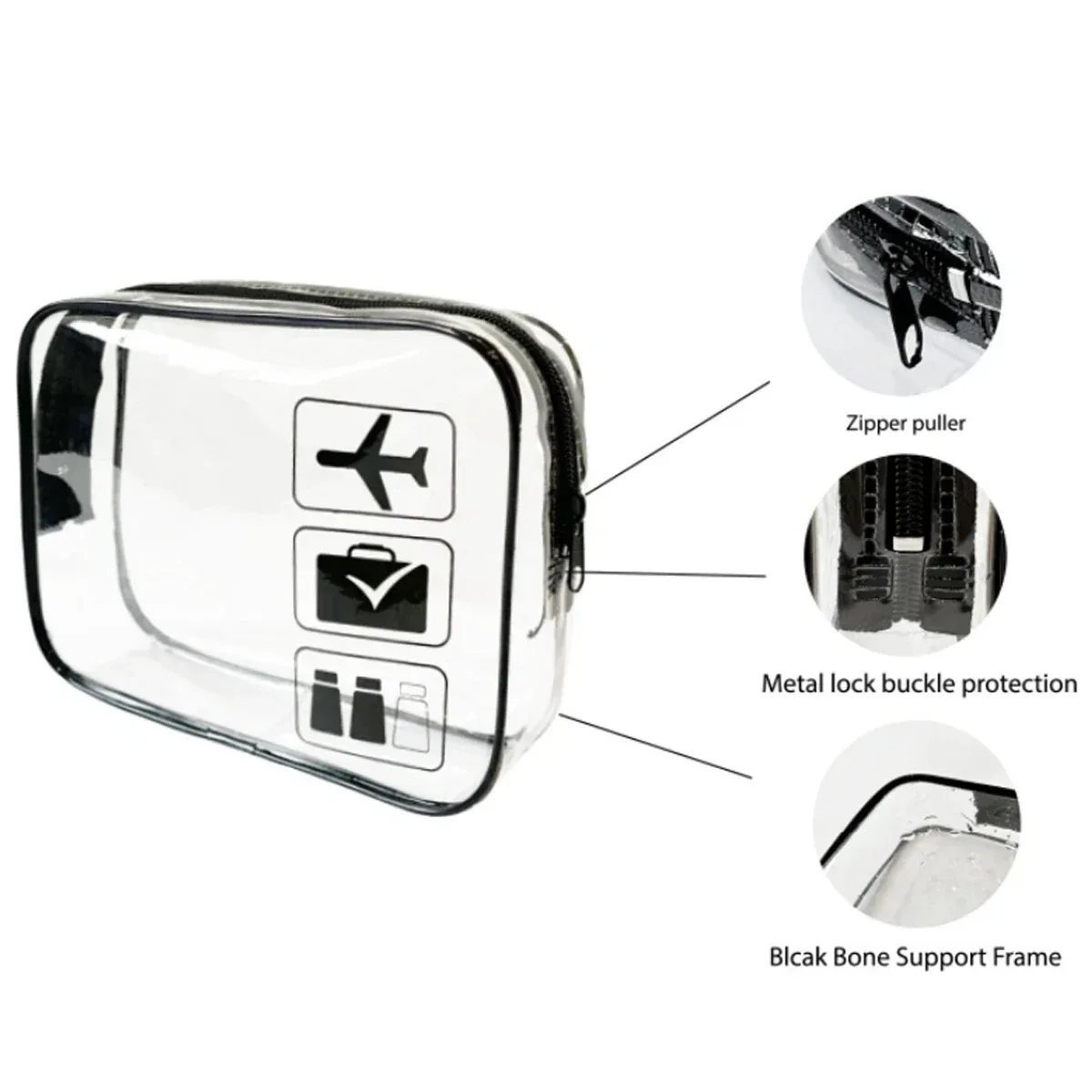 sac à cosmétiques transparent de voyage pour hommes et femmes, trousse de toilette étanche, sacs de maquillage, sac de maquillage transparent à fermeture éclair, boîte de rangement