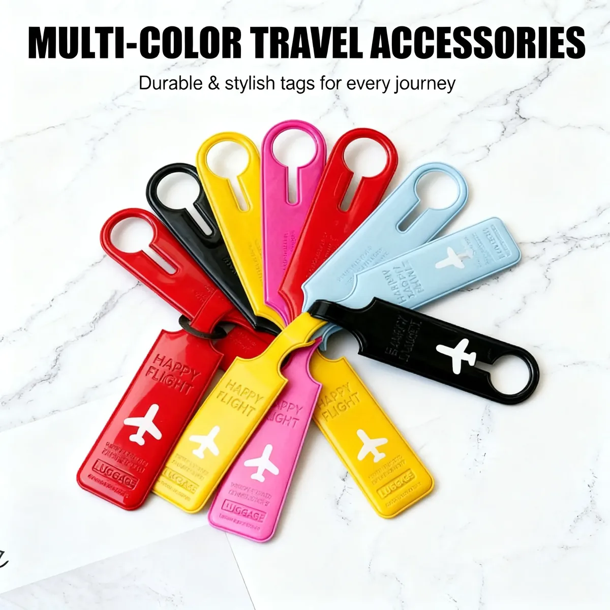 6 étiquettes de bagages en pvc – accessoires élégants pour sacs à motif plat, pour une identification sûre et rapide des valises et sacs