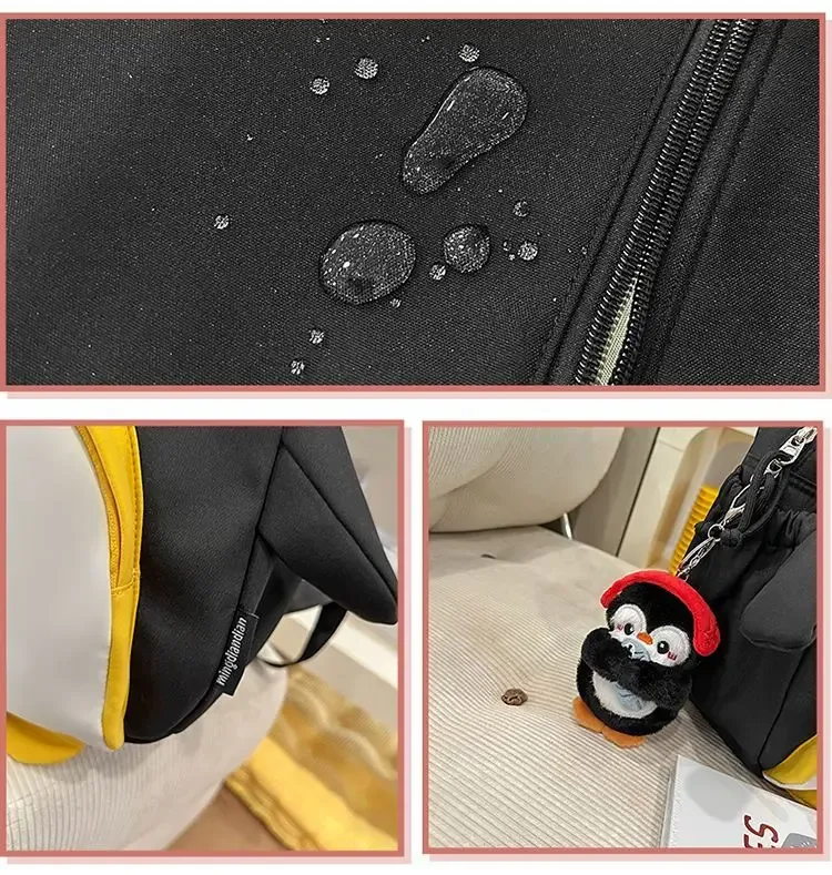 sac à dos mignon en forme de pingouin 3d pingu - sac à dos en nylon résistant à l'eau, sac léger pour ordinateur portable de 13 pouces, sac d'école kawaii pour femme