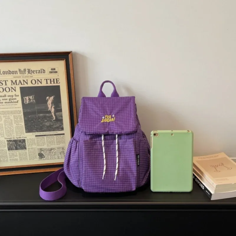 nouveau sac à dos à carreaux tendance, léger, imperméable, pour femme, idéal pour les voyages, l'université, les trajets quotidiens, l'école, avec plusieurs poches, sac à dos décontracté