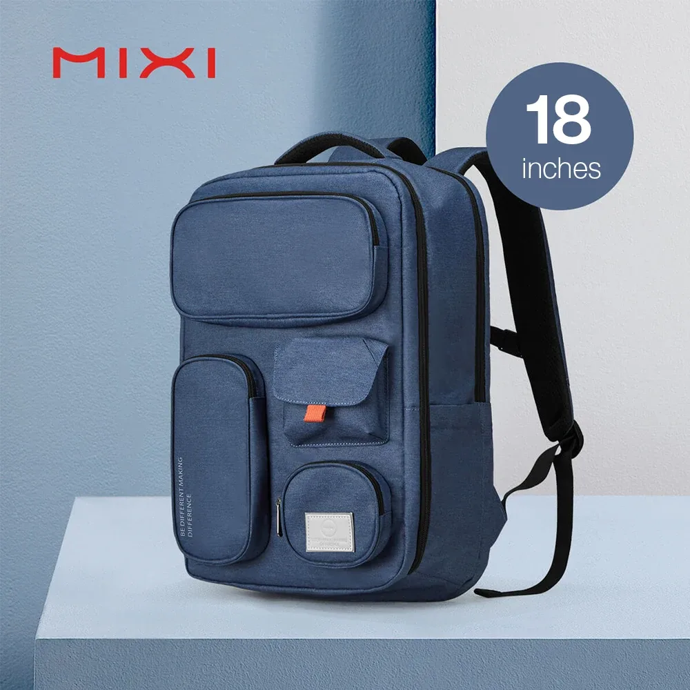 mixi nouveau design brevet sac à dos de voyage multifonctionnel unisexe étanche 18 pouces m5015