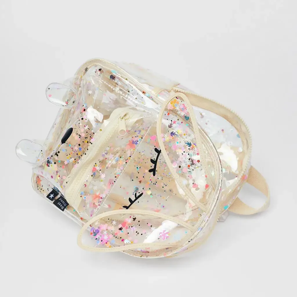 nouveau sac à dos transparent en forme de lapin scintillant à paillettes pour l'été, sac à bandoulière mignon pour femmes