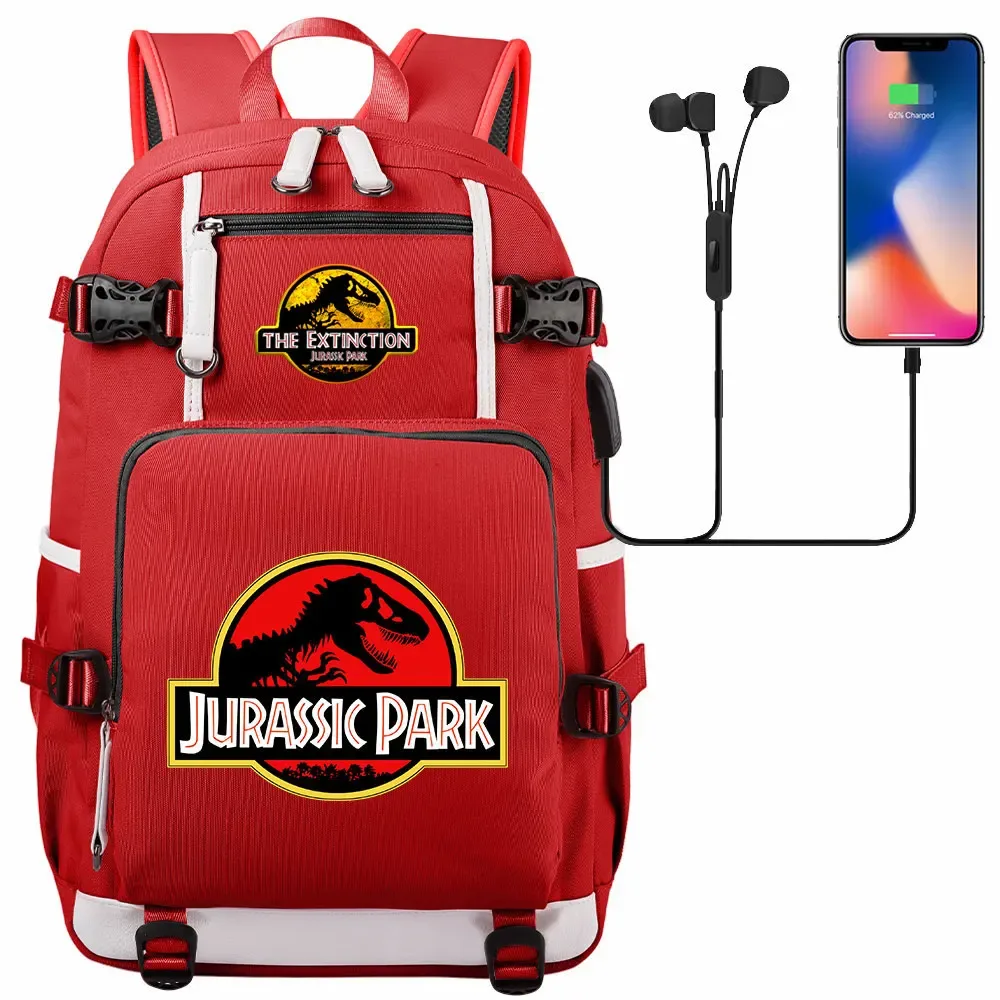 jurassic park world dinosaure sac à dos usb grande capacité étudiant mochila femmes hommes ordinateur portable garçon fille enfants retour à l'école livre sacs