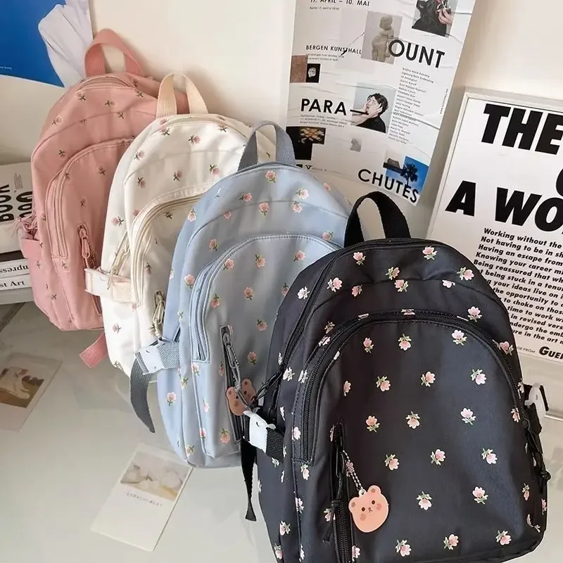 petit sac à dos imprimé de fleurs fraîches pour femmes et filles, style coréen, sac à dos pour écolières, sac à dos décontracté mignon et petit