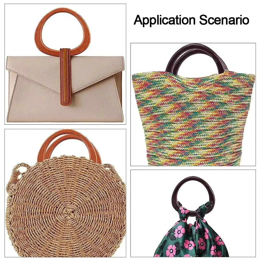 poignées de sac en bois détachables 14,5 cm, pour sacs diy, poignées de boîte cadeau, sangles de sac à bandoulière, poignées de sac à main, accessoires de bagage