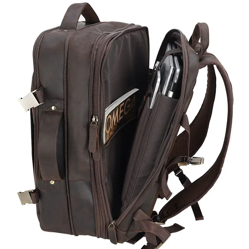 sac à dos vintage en cuir de cheval pour homme, sac à dos en cuir de vachette, grand sac à dos de voyage class