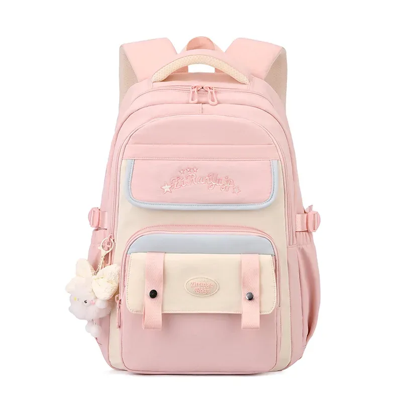 nouveau sac à dos léger et tendance grande capacité pour filles du primaire et du collège en nylon style frais et doux