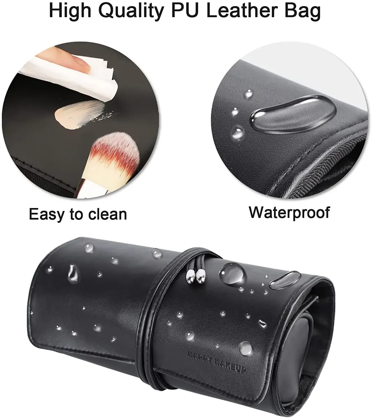 sac à roulettes pour pinceaux de maquillage pour femmes, étui en cuir de protection pour brosses cosmétiques, porte-pochette pour outils de beauté, organisateur de rangement