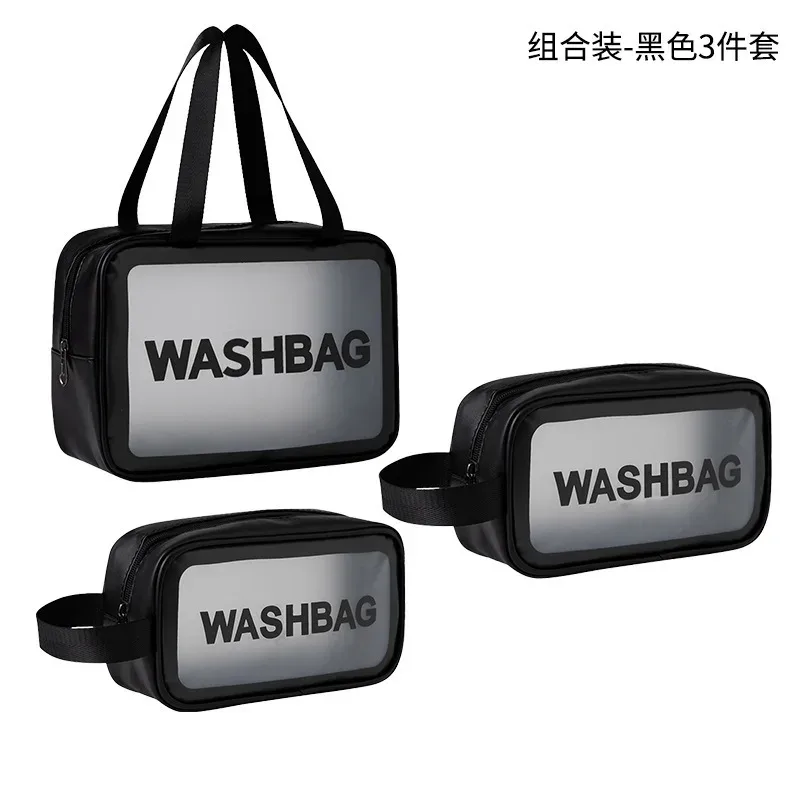 ensemble de sacs de maquillage de voyage multi-pièces en pvc transparent, sac de toilette portable et imperméable, sac de rangement pour cosmétiques de grande capacité et portable.
