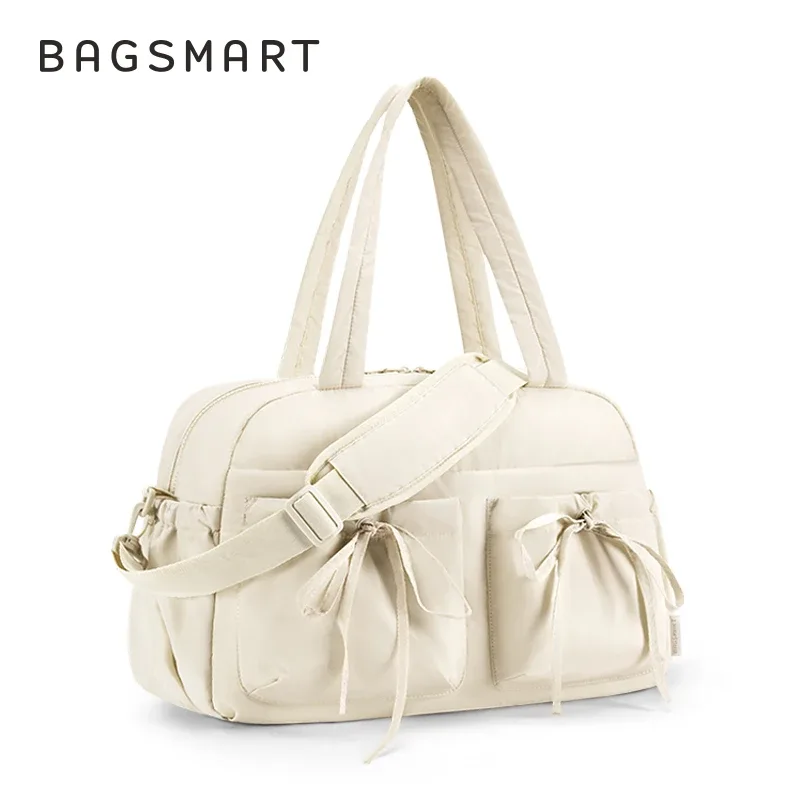 bagsmart boston bag pour femme, sac polochon avec poche humide, sac à bandoulière étanche pour week-end de plage, sacs à main essentiels de voyage