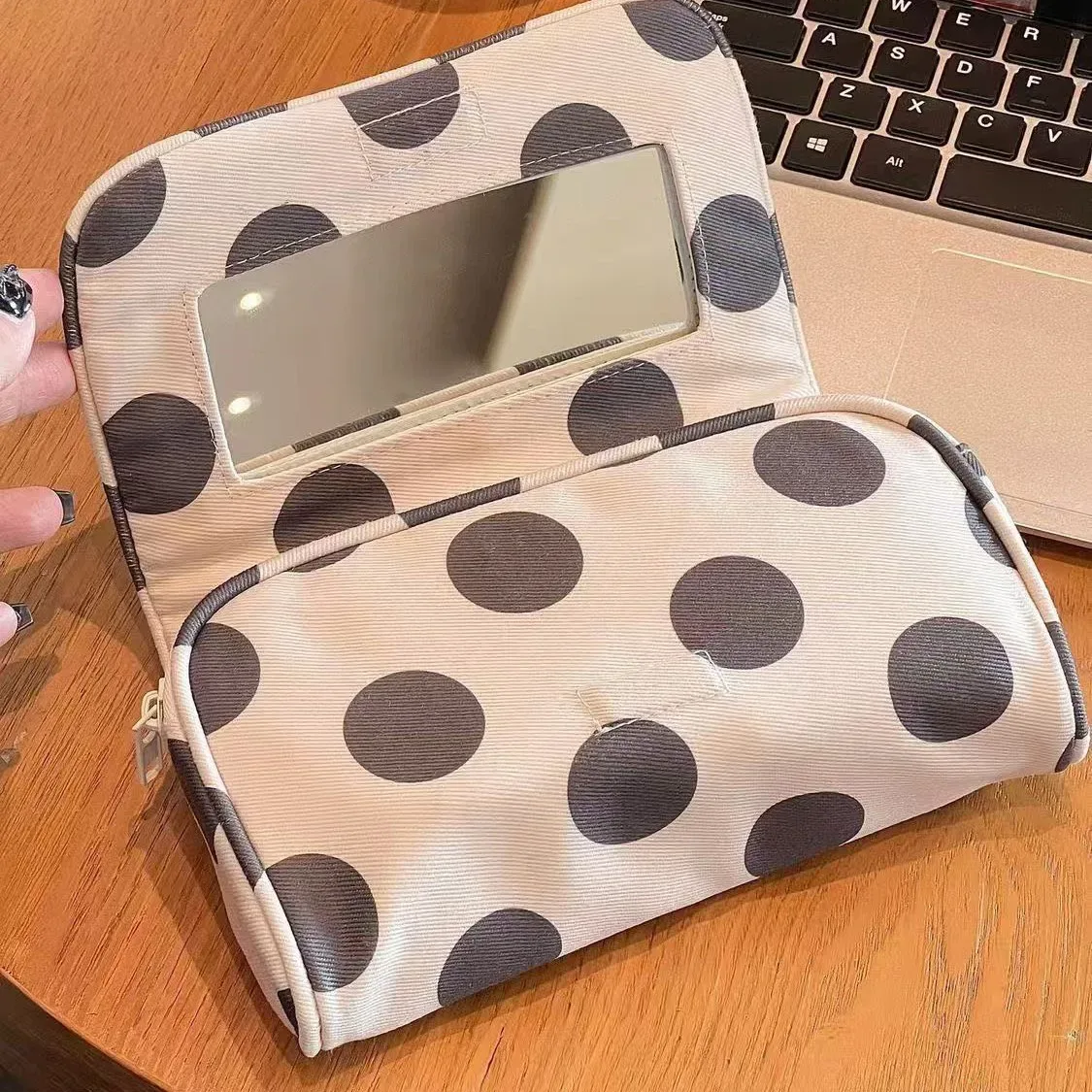 grande trousse de maquillage de voyage avec miroir, sac cosmétique portable à main, organiseur de toilette pour femmes, cadeau féminin