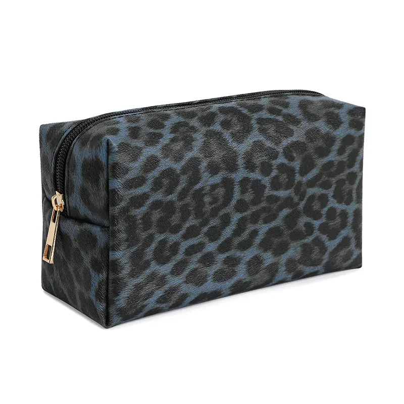 sac de maquillage de voyage en pu pour femmes, léopard, grande capacité, sac de rangement portable à fermeture éclair, sacs à main, sac de toilette de salle de bain, sac à cosmétiques