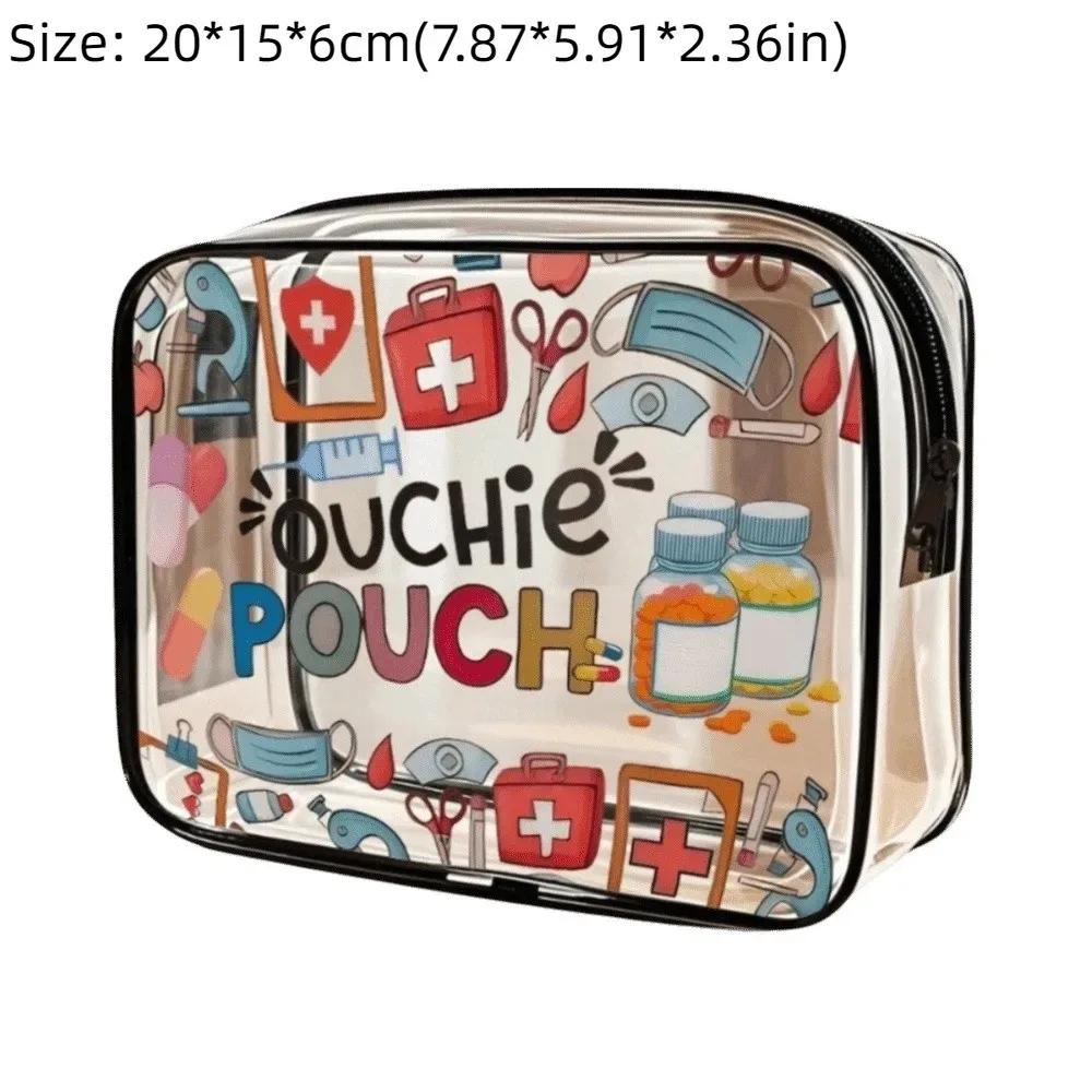 sac de maquillage tendance de grande capacité, sac à cosmétiques portable sur le thème de la médecine, sac de rangement multifonctionnel visible pour femmes