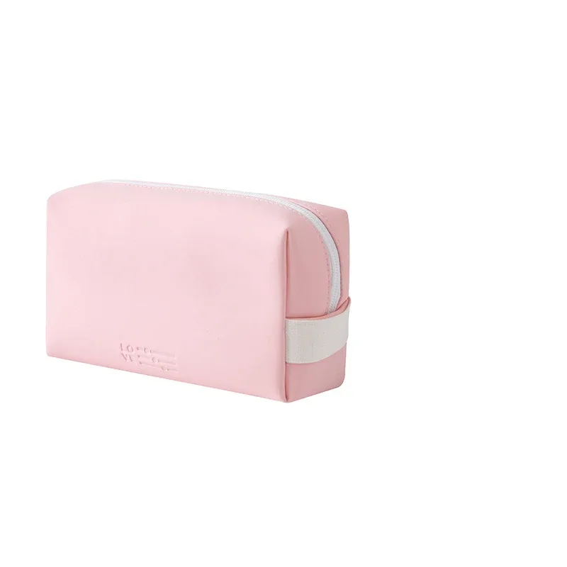 sac de maquillage portable en cuir pu, style ins, pochette cosmétique imperméable, sac de rangement léger multifonctionnel pour articles de toilette