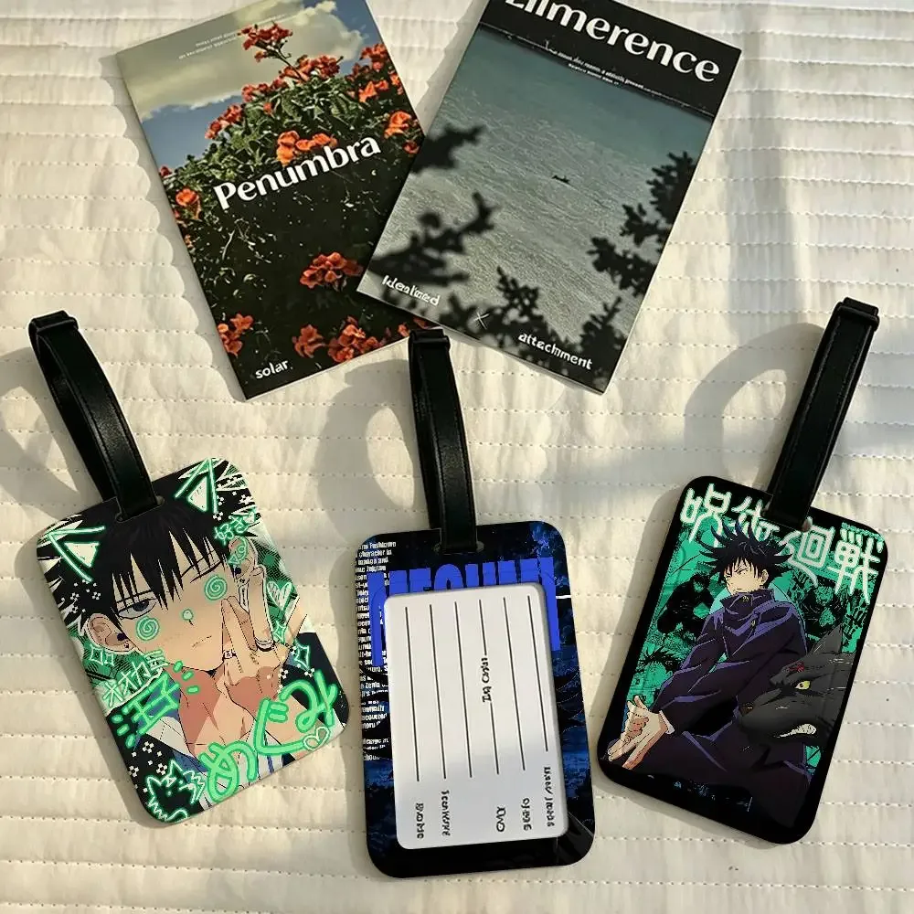 étiquette d'identification de bagage anti-perte en pvc anime fushiguro megumi jujutsu kaisen, porte-carte d'information amovible, étiquette de bagage de voyage