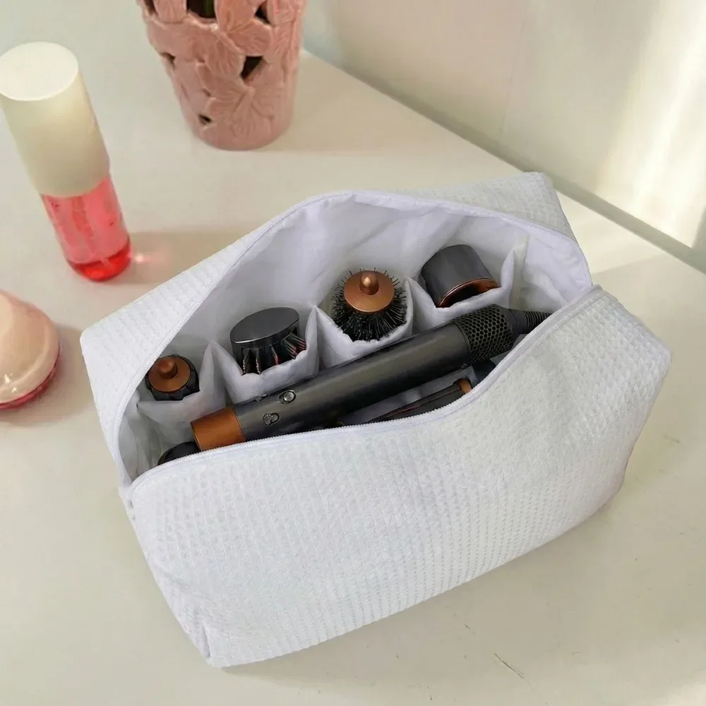 trousse de maquillage simple en coton avec fermeture éclair, pochette de rangement portable grande capacité, légère, organisateur d'outils de coiffure pour voyage