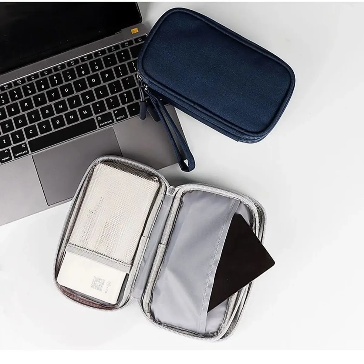 sac de rangement de câble de données de banque d'alimentation, produit numérique, portable, double couche
