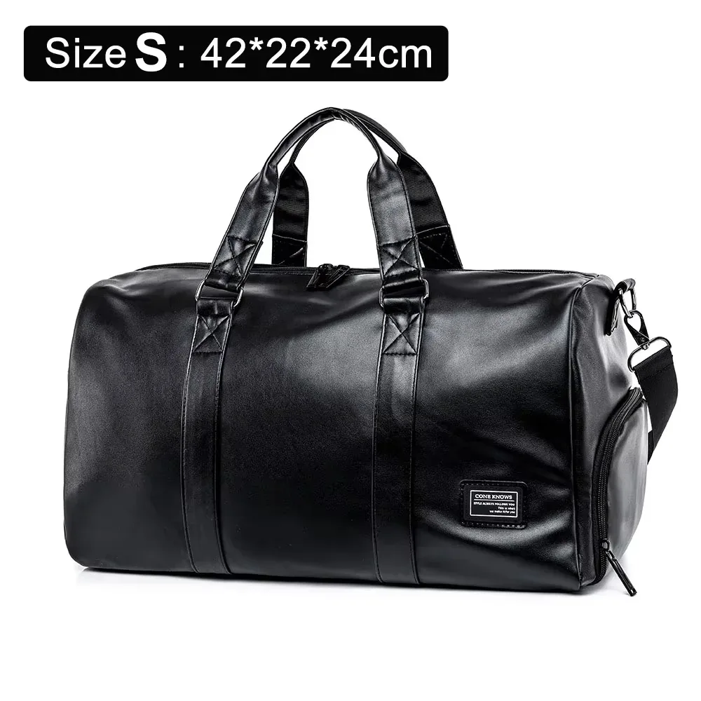 grand sac de voyage fourre-tout pour hommes et femmes, bagage à bandoulière pour extérieur, sac de week-end pour courtes distances, pochette de transport, sac sec/humide en pu