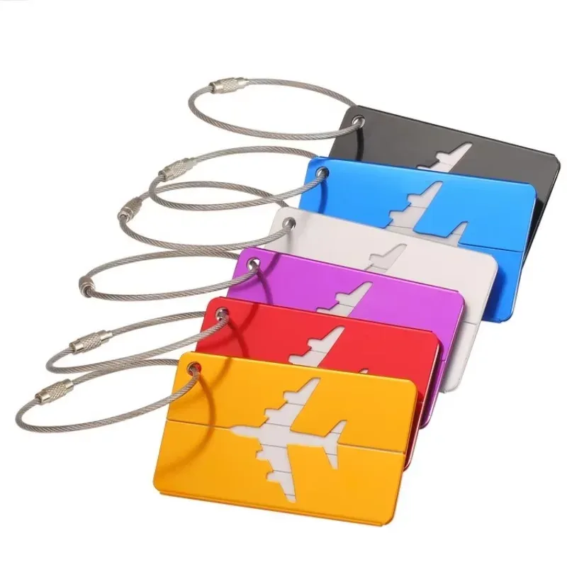 étiquette de bagage de voyage en alliage d'aluminium, étiquette de valise, étiquette d'avion avec nom, anti-pe