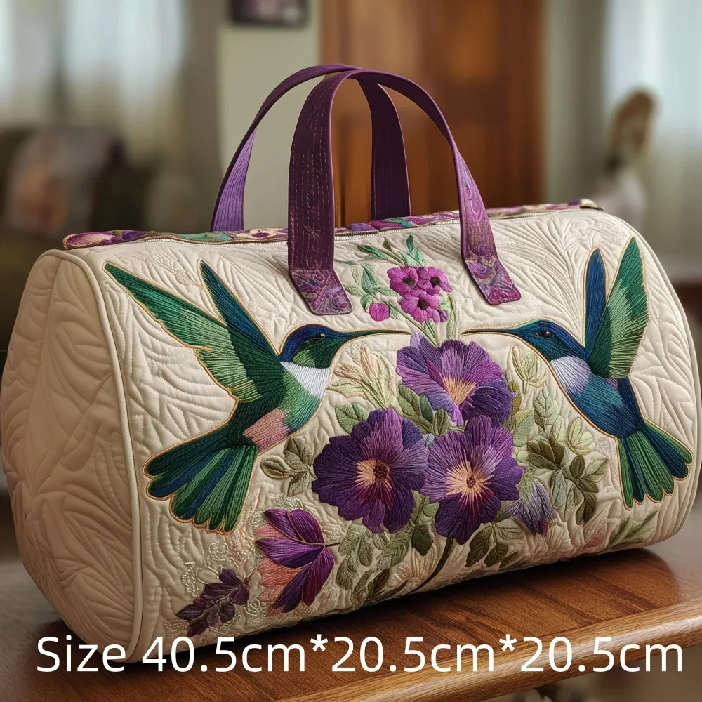 sac de voyage matelassé 3d vintage tendance, imprimé floral oiseau cardinal, sac de week-end, de sport ou de plage durable, sac fourre-tout pour femme
