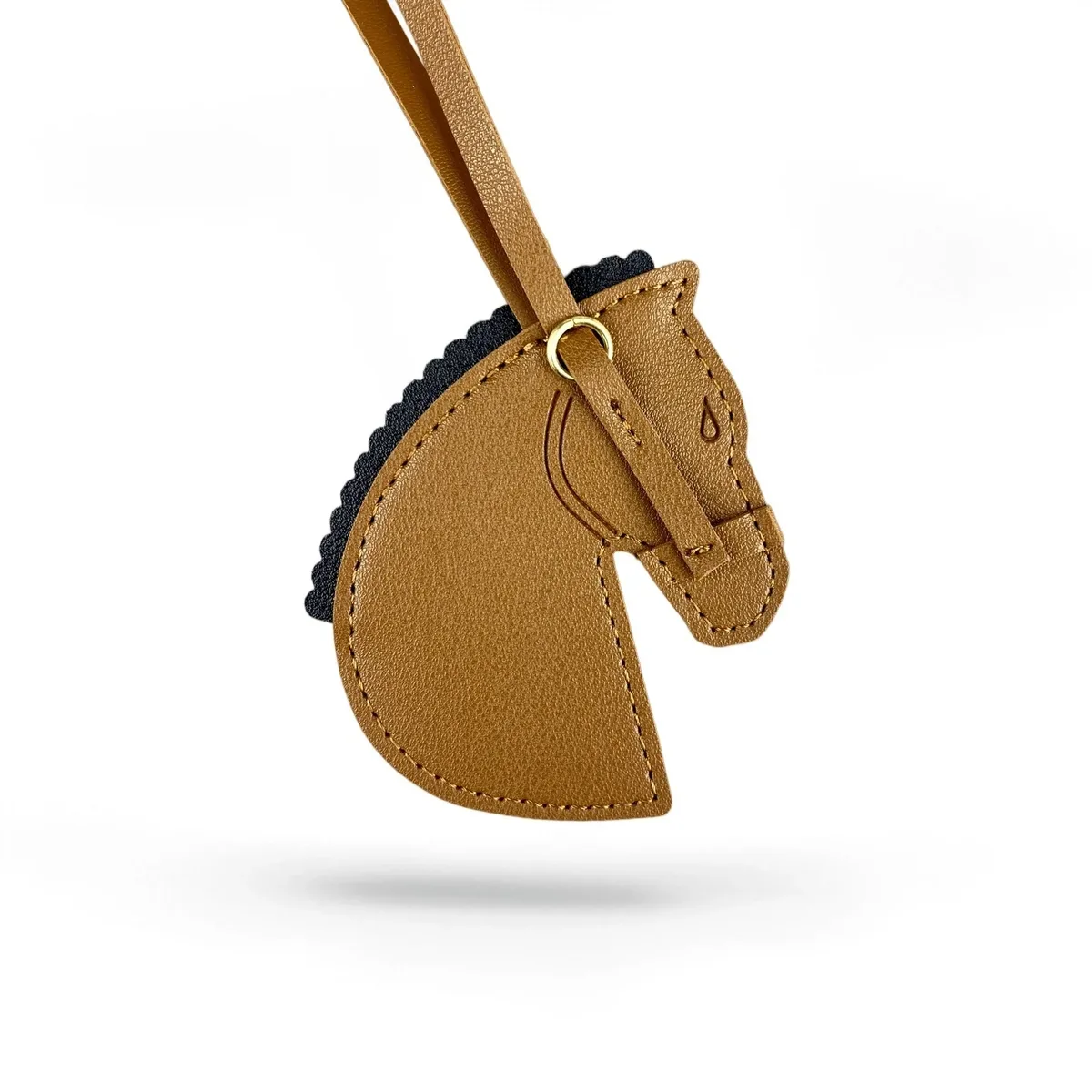 breloque/porte-clés en cuir pu faite à la main tête de cheval et fer à cheval - cadeau équestre unique pour sac à main et sac à dos - accessoire de mode pour sac