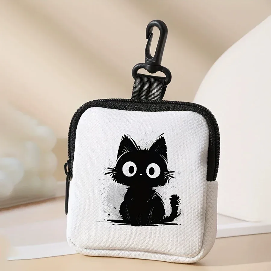 porte-monnaie grande capacité à motif imprimé chat, sac de rangement pour pièces de monnaie imprimé numériquement, porte-monnaie multifonctionnel pour cartes et clés, choix de cadeau idéal