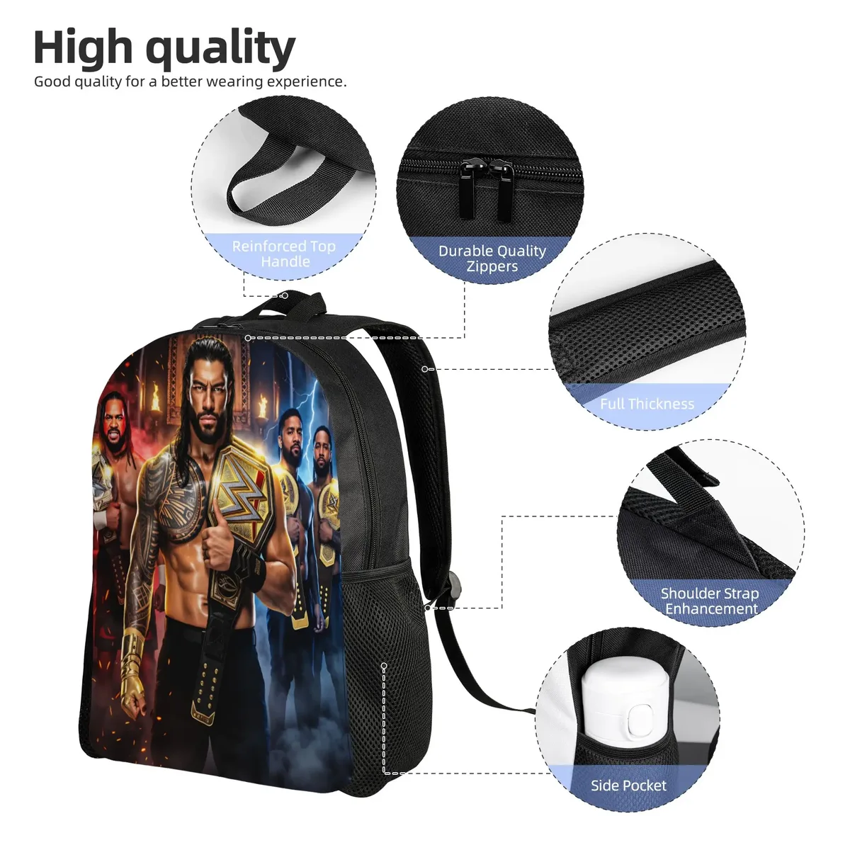 sac à dos de lutteur roman reigns, sacs à dos de cyclisme pour femmes et hommes, sacs décontractés pour lycéens, sac à dos respirant