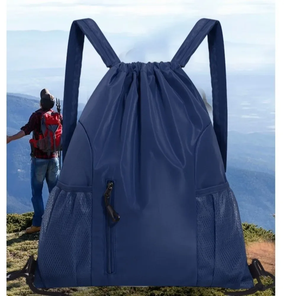 sac à dos simple à cordon de serrage grande capacité, imperméable et léger, sac de sport uni décontracté pour étudiant
