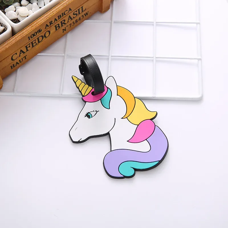 accessoires de voyage étiquette de bagage créative dessin animé animal pvc gel de silice valise id addres support bagages embarquement étiquette portable