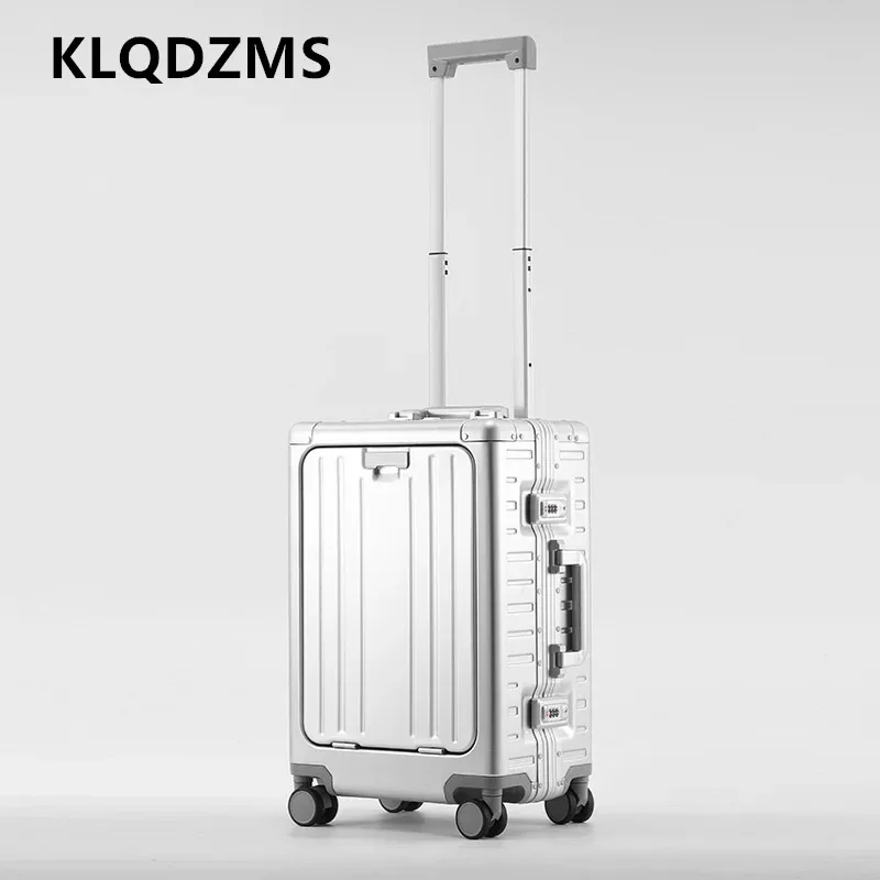 klqdzms valise pour hommes boîte d'embarquement en alliage d'aluminium et de magnésium boîtier de chariot de grande capacité 20 "24 pouces bagage roulant