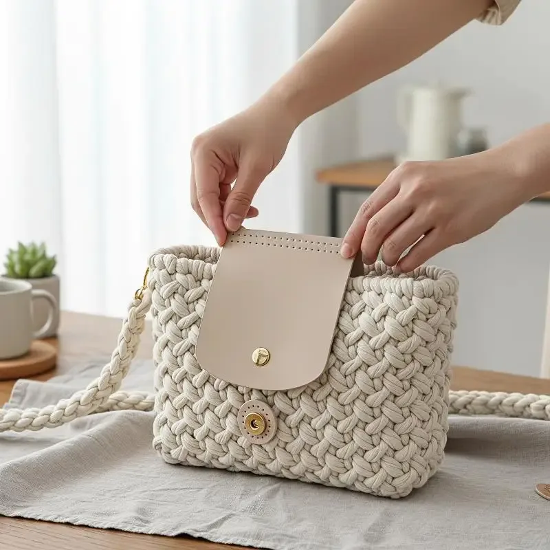 couverture de rabat de sac en cuir pu indémodable, accessoires de sac en crochet diy pour femmes, pièces de rechange pour sac bandoulière fait main