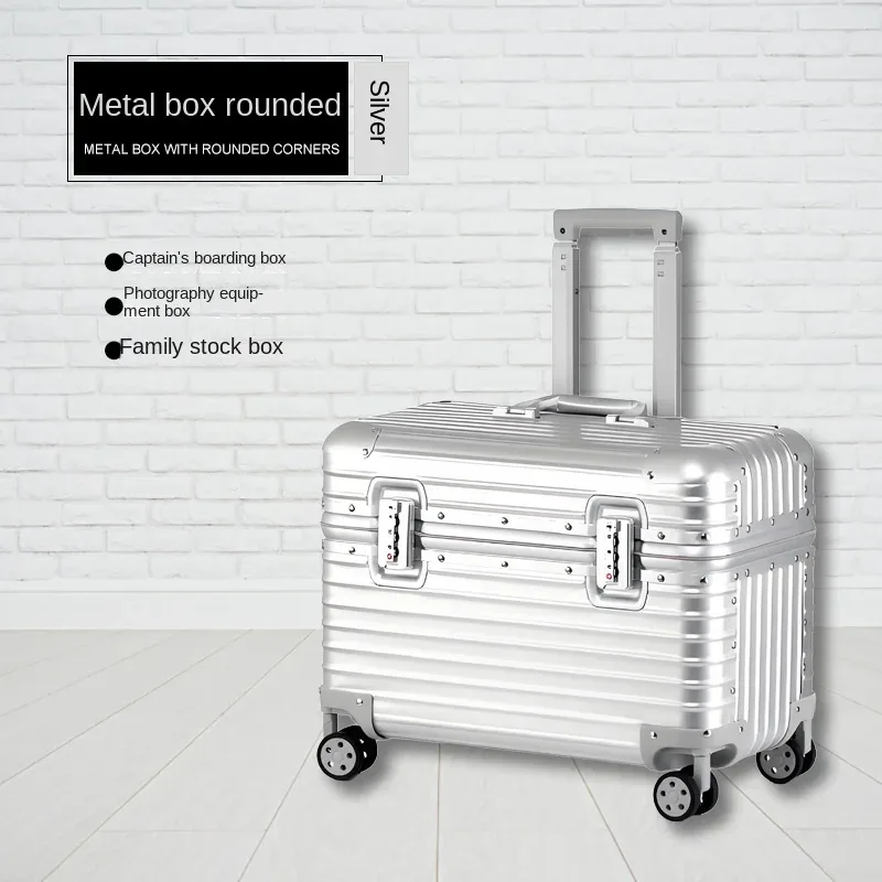 étui capitaine tout en alliage d'aluminium et de magnésium, valise de cabine pour appareil photo d'affaires, bagages en métal de 18 pouces, valises de voyage 20/22 pouces