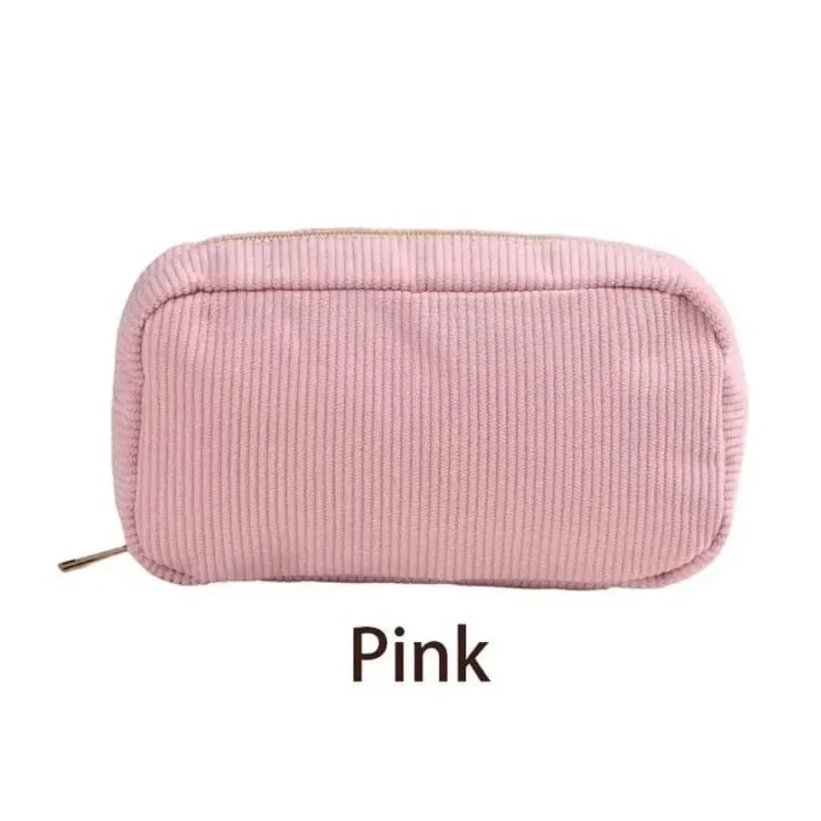 pochette de maquillage personnalisée en velours côtelé, avec nom personnalisé, grande capacité, trousse de toilette de voyage, cadeau pour demoiselle d'honneur, organiseur de rangement