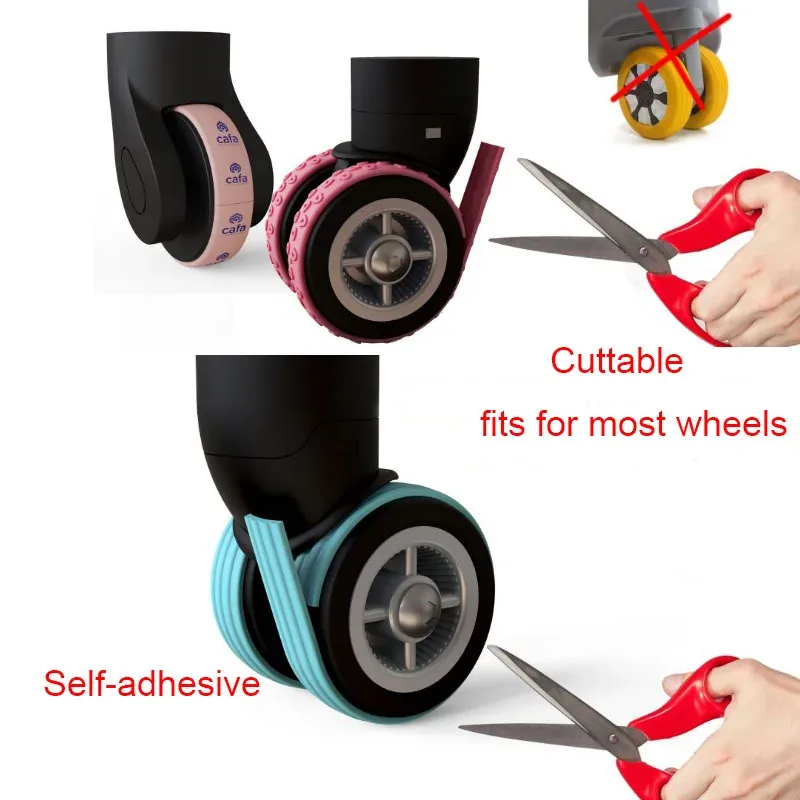 protecteur de roues à bagages en silicone, 8/4 pièces, roulettes pour chaussures, valise à bagages antidérapante, réduit le bruit, accessoires de couverture