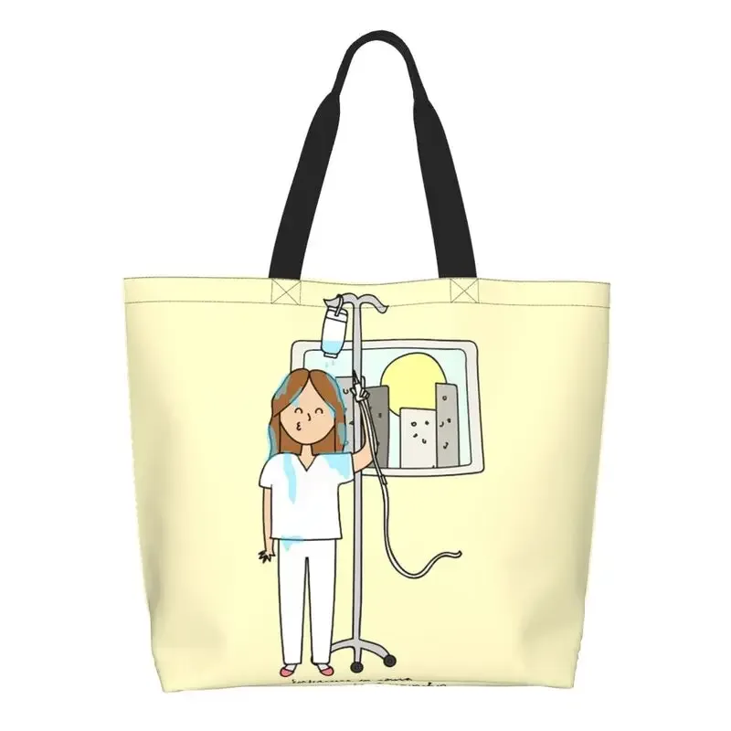 dessin animé médecin infirmière enfermera en apuros sacs d'épicerie grande capacité esthétique merch pour femme rue sac à bandoulière