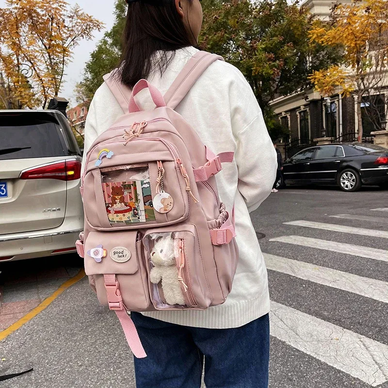 mignon femmes sacs à dos étanche multi-poches en nylon école sac à dos pour étudiant femme filles kawaii ordinateur portable livre pack mochilas