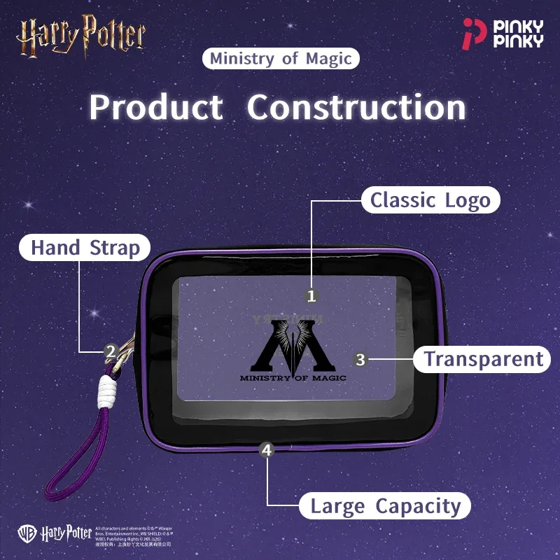 trousse de maquillage pinky harry potter, trousse de toilette, pochette de rangement de voyage pour les déplacements quotidiens, cadeau d'halloween ou d'anniversaire pour étudiants, fans et femmes