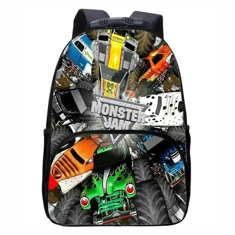 monster jam truck, sac à dos rond avant pour élèves du primaire, du secondaire et du lycée, sacs à dos masculins et féminins