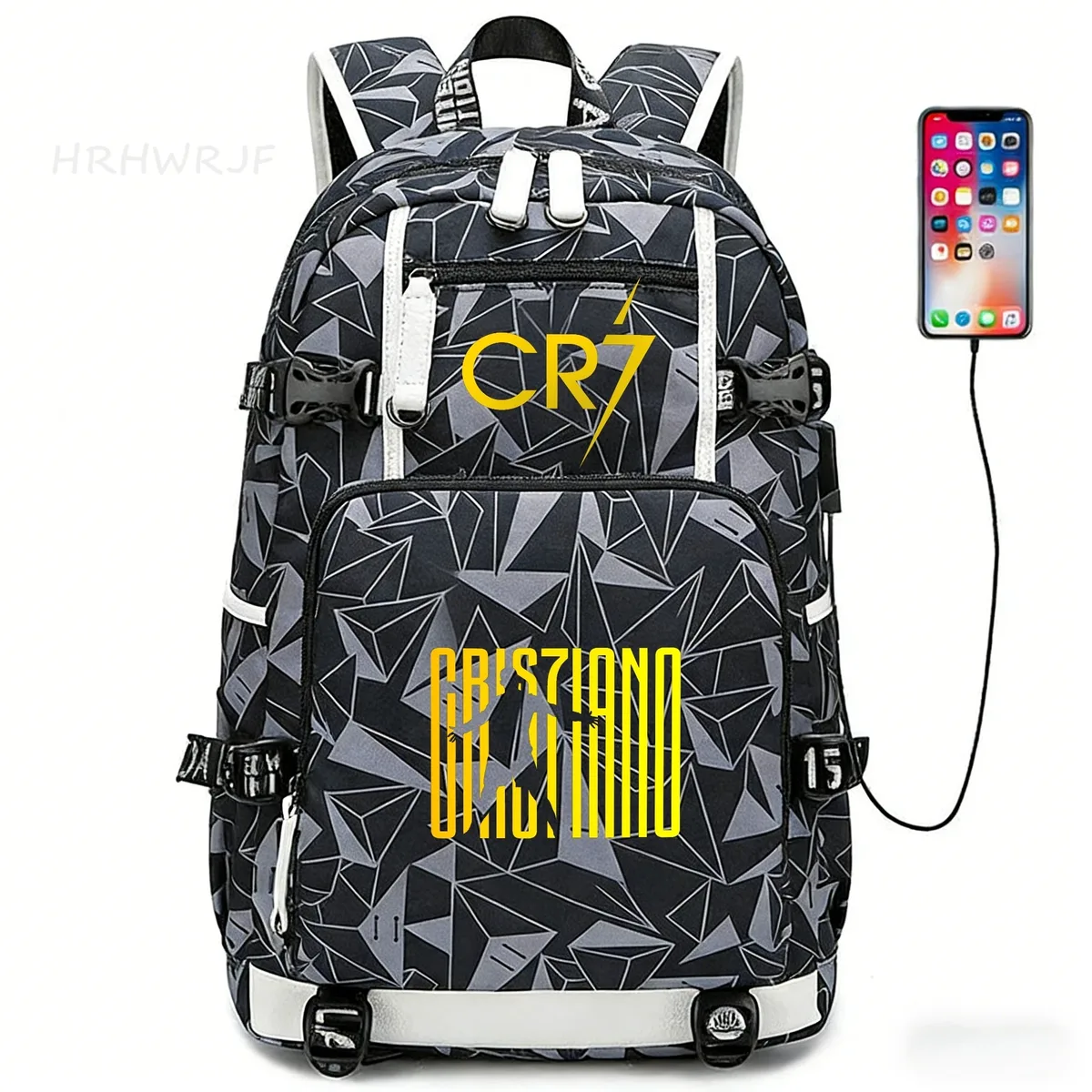 sac à dos usb cr7 pour superstars du football, sac de voyage pour ordinateur portable, sacs d'école noirs pour hommes, sacs d'école pour étudiants, mochilas, cadeau
