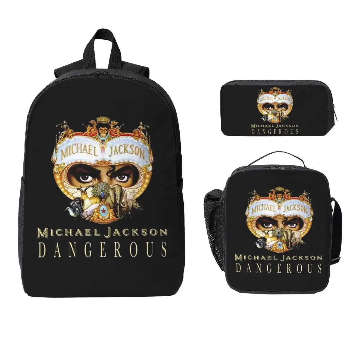 sac à dos michael jackson dancing pour étudiants, garçons et filles, sac d'école, sac à bandoulière pour ordinateur portable, sac à déjeuner isotherme 3ps, trousse à crayons