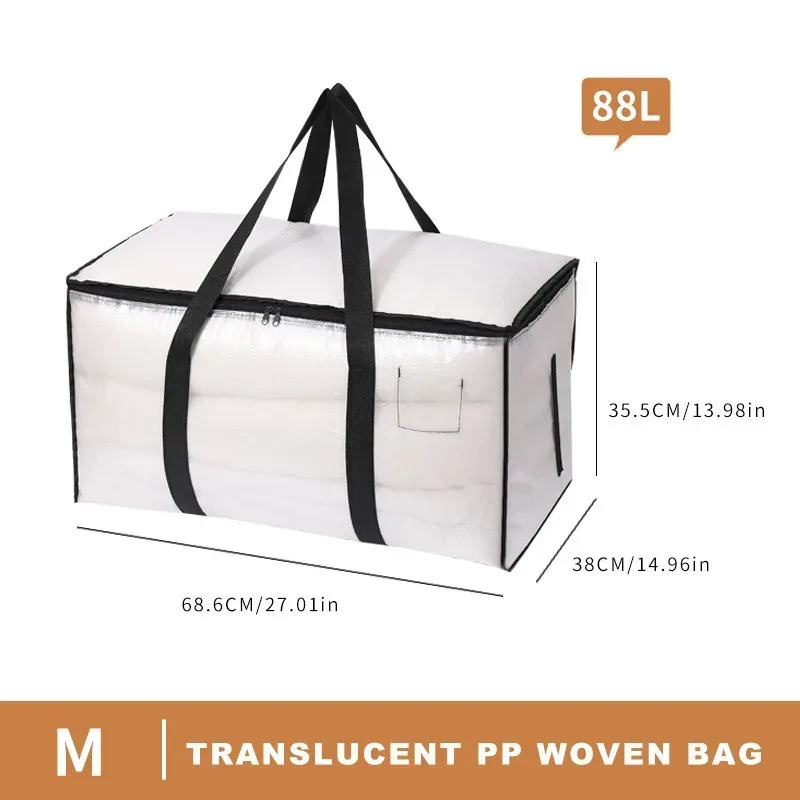 sacs de déménagement transparents très résistants, grands sacs de rangement avec fermetures éclair et poignées, organisateurs de placard pour vêtements et couvertures