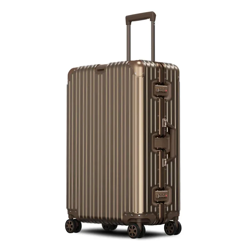 100% valise en aluminium meilleure vente valise de chariot en métal valises sur roues porte-bagages 20/26/30 pouces valises de voyage de cabine